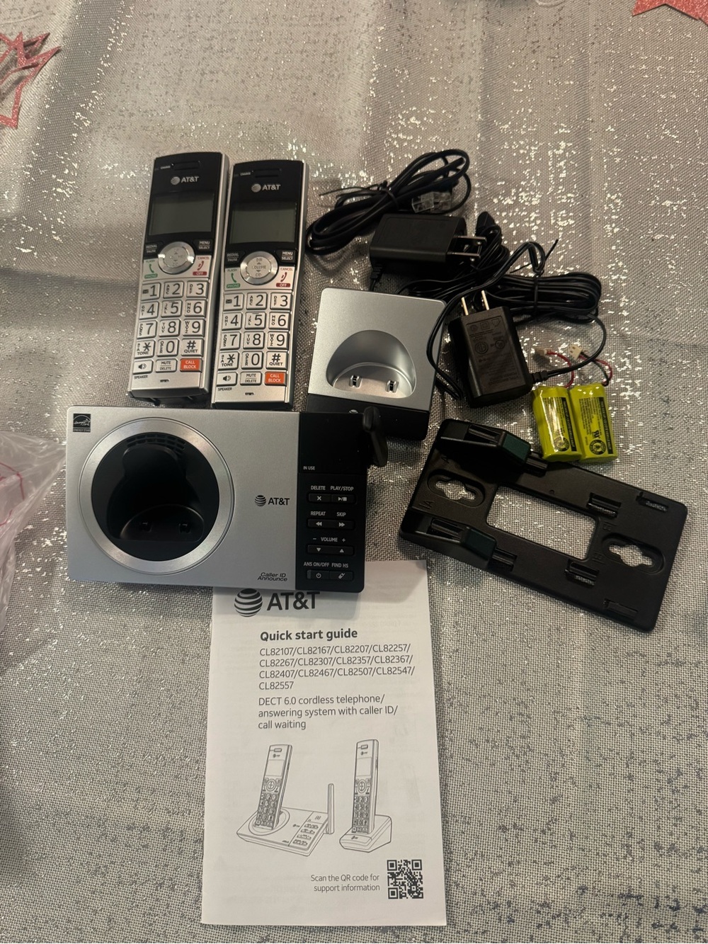 AT&T CL82207 DECT 6.0 2Handset Cordless Phone for Home with Answering Machine...